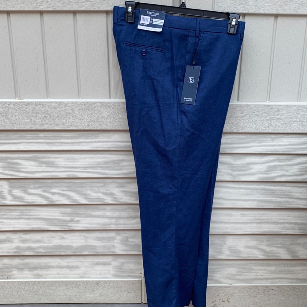 BRITCHES by Samtex linen rayon mix navy W40 x L30 $75.00 New with tags